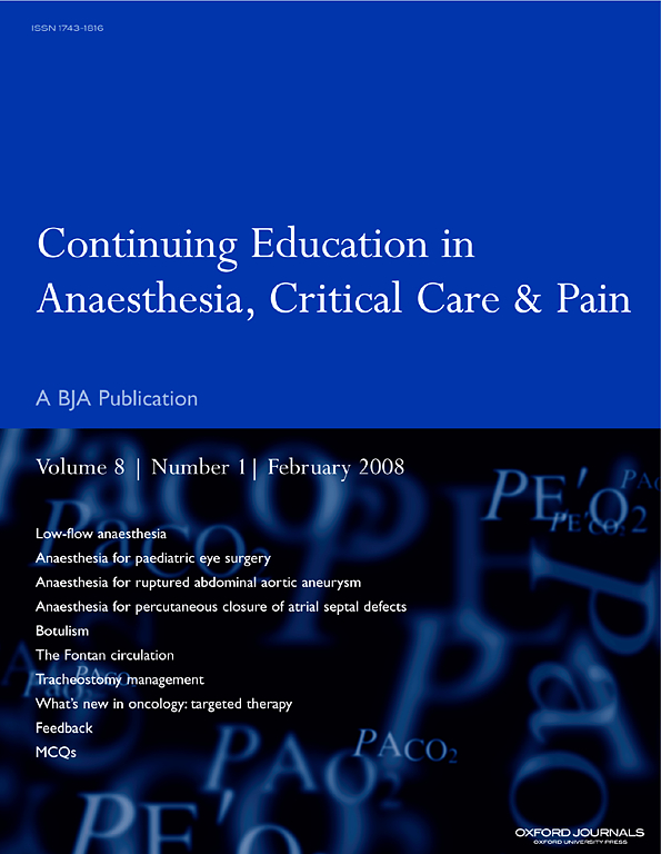 Go to journal home page - Continuing Education in Anaesthesia Critical Care & Pain